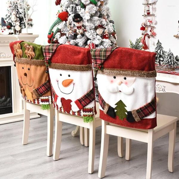 Chaise Couvre Couverture De Noël Santa Claus Chapeau De Noël À Manger Pour L'année 2023 Fête Maison Cuisine Table Décor