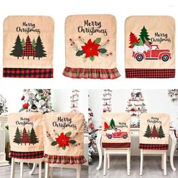 Cubiertas de sillas Cubierta de Navidad Decoraciones de banquetes elásticos 2023 para el hogar Navidad Feliz fiesta Decoración Suministros Comedor Adornos de asiento