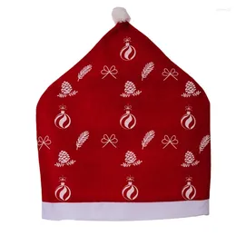 Cubiertas de silla Navidad Lindo Dibujos animados Santa Hat Patrón ForXmas Comedor Fundas para decoración de fiesta de vacaciones Extraíble