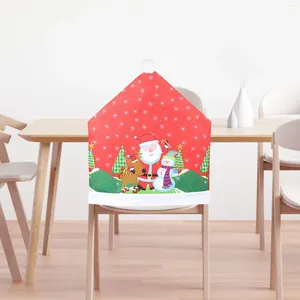 Housses de chaise, décorations de noël, père noël, bonhomme de neige, imprimé, tabouret, dos de dessin animé