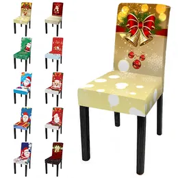 Stoelhoezen Kerst Decoratieve omslag Elastische Santa Claus Keuken Dining Seat Slipcovers voor eetkamer