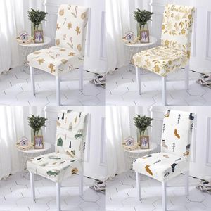 Cubiertas de silla Cubierta de comedor de Navidad Stretch Tiger Leopard Slipcover Asiento para sillas de habitación Protector Decoración para el hogar