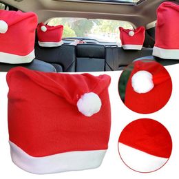 Fundas para sillas Sombrero de Navidad Funda para reposacabezas de asiento de coche Protector funcional Accesorios para vehículos de Papá Noel Decoración