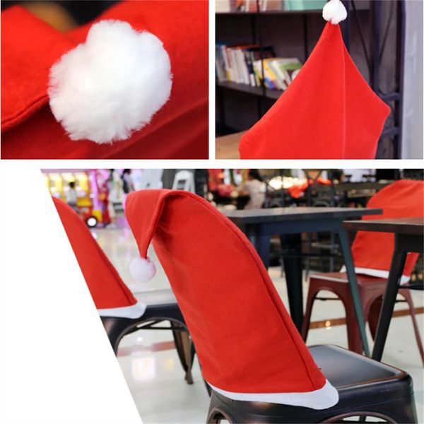 Cubiertas de sillas Pierna de Navidad Sombrero de Papá Noel Vajilla Decoración de restaurante para el hogar Decoraciones de Navidad 231127