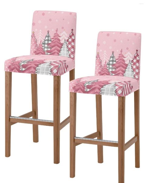 Couvercles de chaise de Noël arbre rose neige flocon