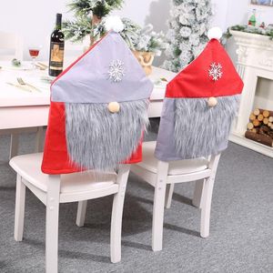 Housses de chaise de noël en peluche Gnome, housses de salle à manger pour vacances de noël, décor de cuisine festif