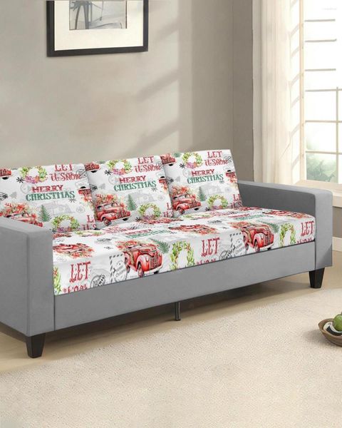 Housses de chaise de noël Poinsettia Vintage, housse de coussin de siège de camion, protection de canapé, extensible, lavable, amovible