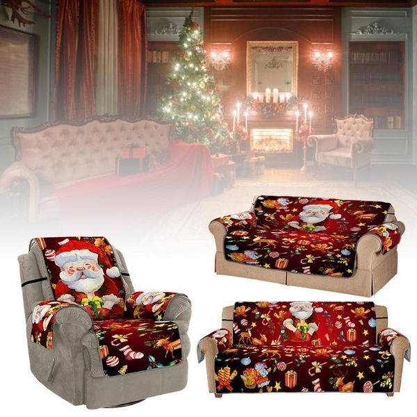 Couvre-fauteuils de Noël Coupure de canapé de Noël Protecteur Protecteur Santa Claus Coussin de la poussière imprimée pour le salon chaise chaise