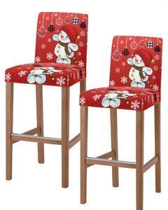 Couvercles de chaise de Noël Red Snowman Snowflake Lantern Hiver High arrière cuisine Cuisine élastique Bar tabouret Slipcover Dining Room Souse Cas