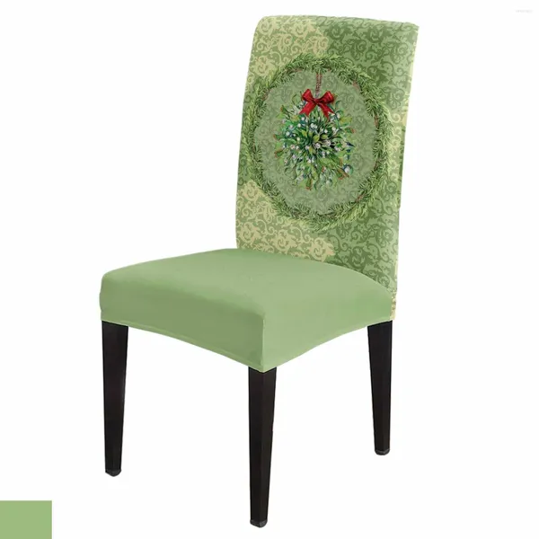 Housses de chaise de Noël rétro couronne colorée arc clair housse extensible 4 pièces housse de protection de siège élastique housses de salle à manger décor