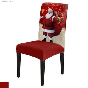 Fundas para sillas Funda para silla de comedor navideña de Papá Noel 4/6/8PCS Funda elástica para silla de spandex para bodas Hotel Banquete Comedor L240315