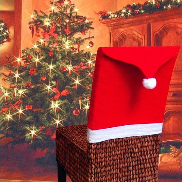 Cubiertas de sillas Navidad Santa Hat Back Cover Protector decorativo Festival Favor Home Party Cena Mesa Art Case