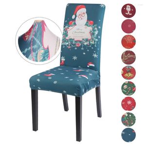 Stoelhoezen kerst Santa Gedrukte elastische stretch eetstoelen Slipcover stoelhoes Home Decor Hogar Sillas