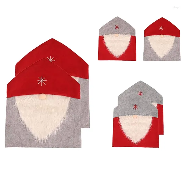 Cubiertas de silla Juego de Navidad de 2 fundas para el traje de espalda de 2 Santa para el comedor casero Decoración de la fiesta navideña