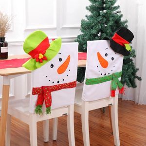 Chaise Couvre Christmas Snowman Hat Cartoon Green Black Lovers Back Home Party Année Ornement