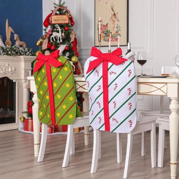 Couvre-chaises de Noël Stretch Cover Banquet Party Selcover Home Home Merry Gift Box Modèle Décoration de Noël 47x59cm