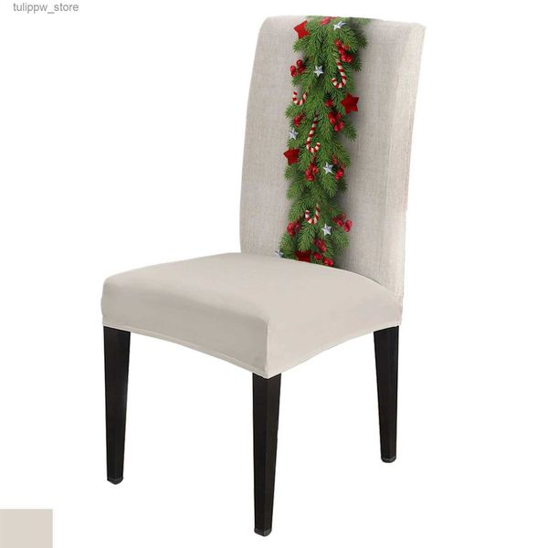 Fundas para sillas Árbol de Navidad Agujas de pino Funda para silla con lazo de caramelo Fundas para asientos elásticas de spandex Decoración para el hogar y la oficina Juego de fundas para sillas de escritorio L240315