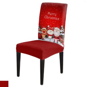Stoelhoezen kerstboom Santa Claus Sneeuwman Elk Cover dineren Spandex Stretch Seat Home Office Decoration Desk Case Set