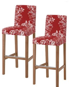 Stoelhoezen kerst witte dennennaaldbladeren Bar Stool Cafe Office Slipcovers Verwijderbare stoelhoes voor pub