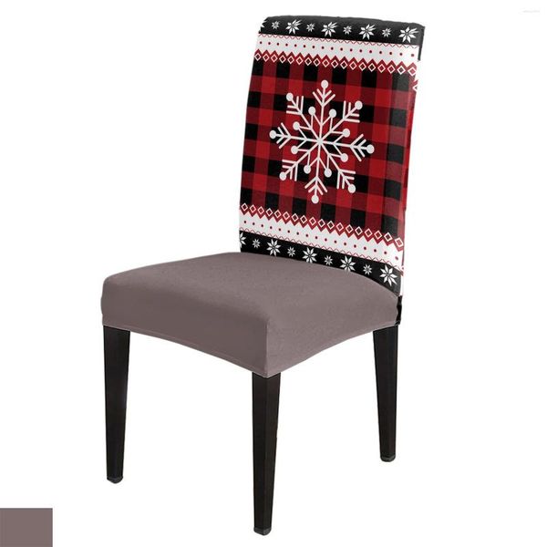 Fundas para sillas Navidad invierno copo de nieve rojo tartán cubierta comedor Spandex asiento elástico decoración de oficina en casa conjunto de fundas de escritorio