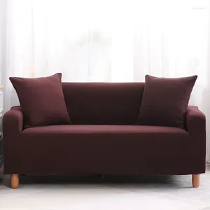 Couvre-chaise Classic Brown Elastic Color Color Stretch Cover pour le salon L Couvre-canapé de forme décor