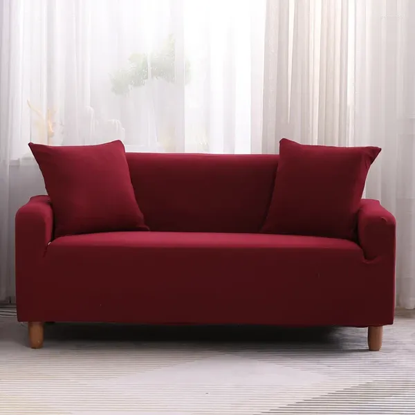 Couvriers de chaise canapé élastique rouge classique Couleur de couleur Soupage extensible pour le salon L Couvre-canapé de forme décor