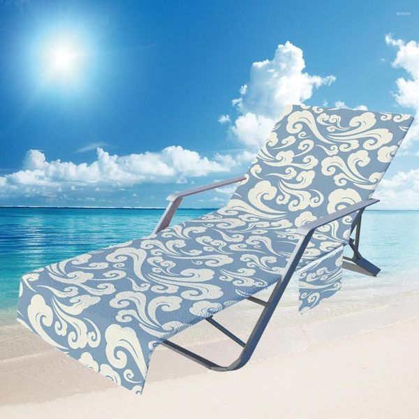 Housses de chaise en microfibre, serviette de plage, couverture d'été, pour vacances, jardin, piscine, chaises longues avec poche de rangement