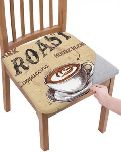Couvre-chaise Coffee Retro Style Cappuccino Seat Cushion Stretch Dining 2pcs Cover Covers pour Home El Banquet Living Room