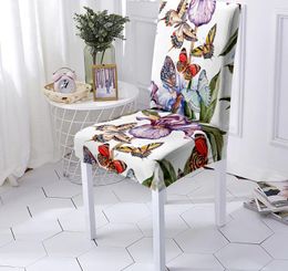 Couvre-chaise Couleur Fleurs Papillon Couverture Ordinateur Chaises De Cuisine Tabourets De Bar Et Table Haute Extensible
