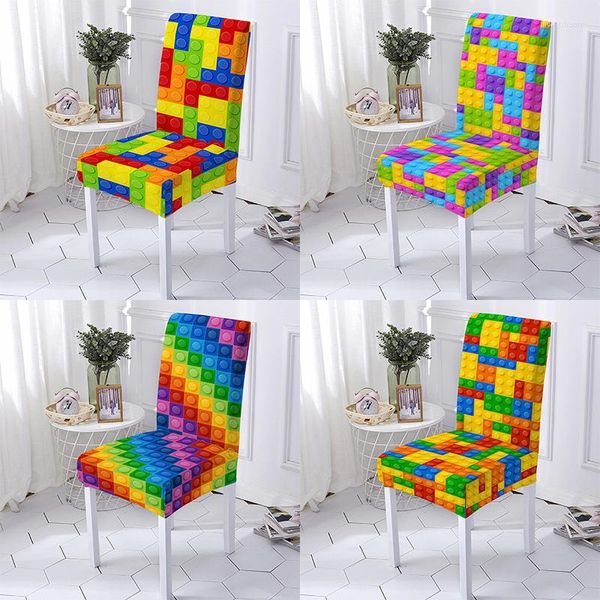 Housses de chaise coloré Patchwork impression couverture anti-poussière Anti-sale amovible bureau étui de protection chaises salon vanité