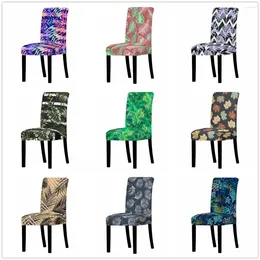 Couvercles de chaise couvercle imprimé coloré motif de plante tropicale Spandex extensible des meubles anti-acharnés lavables