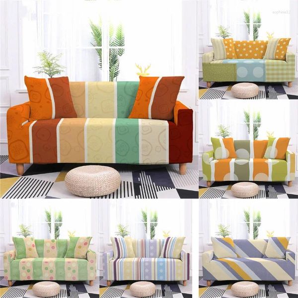 Cubiertas de silla coloridas Stripe estirado estirado contra la cubierta del sofá cubierta elástica de la sala de estar todo incluido Protector de muebles