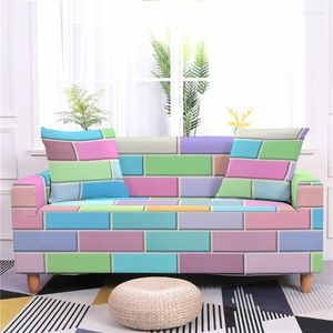 Fundas para sillas Azulejos de pared coloridos Patrón Funda de sofá Poliéster Todo incluido Sala de estar Dormitorio Toalla Decoración del hogar Multi-asiento