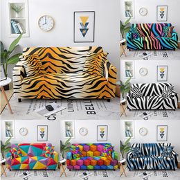 Cubiertas de silla Colorido Cebra Tiger Print Heart Patrón de moda Decoración de cómodas de moda Sofá Accesorios y herramientas para el hogar 220906