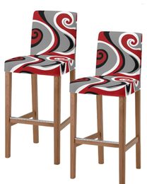 Cubiertas de silla Contemporáneo Abstracto Vortex Red Bar Taburete Café Oficina Slipcovers Cubierta de asiento extraíble para Pub Cocina