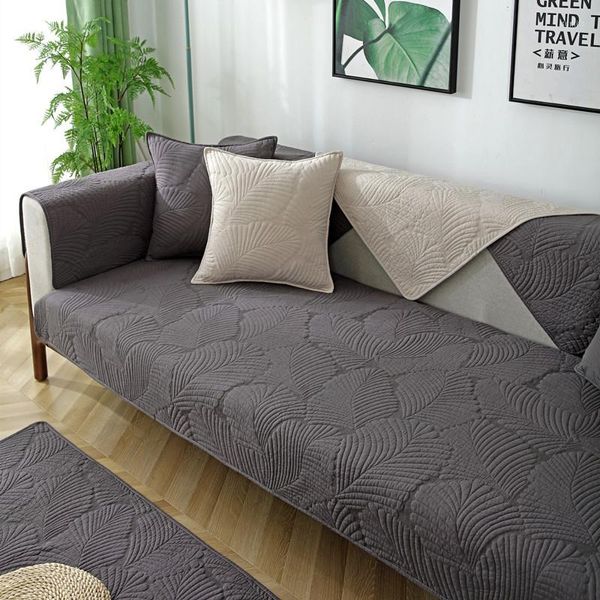 Housses de chaise canapé en coton pour salon couleur unie pur canapé sectionnel couverture nordique moderne doux antidérapant serviette