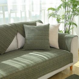 Fundas para sillas Sofá de lino de algodón Four Seasons Universal Corner Cover para sala de estar en forma de L Chaise Lounge Couch Towel