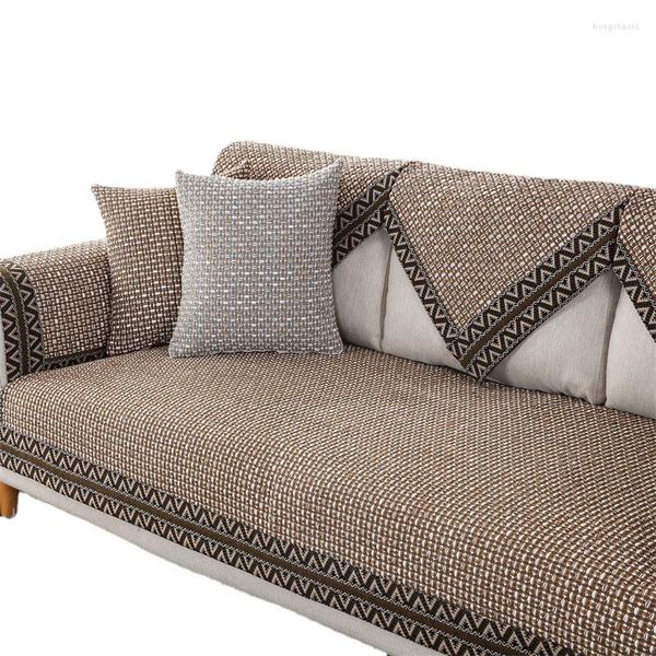 Housses de chaise Coussin de canapé en coton Four Seasons Universal Summer Linen Solid Wood Cover Slipcover