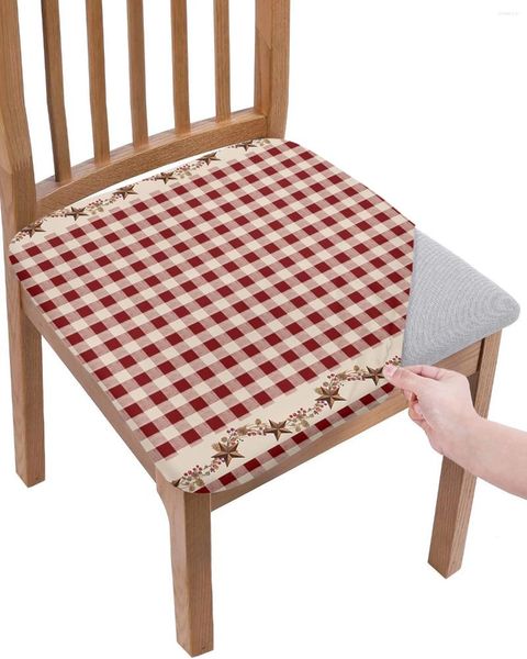 Couvre-chaise Style country rétro rouge plaid coussin stretch couvre à manger housses pour la maison el banquet salon