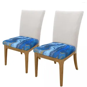 Cubiertas de sillas cubiertas de marco de oro azul protector de cojín de asiento para el comedor de cocina