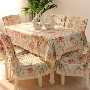 Housses de chaise, nappe de Table basse, décoration de salle à manger, ensemble de coussins de salle à manger Vintage en dentelle, style pastoral européen