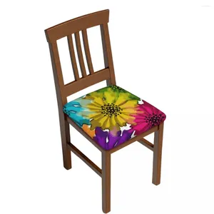 Les couvertures de chaise couvrent le coussin de siège mochet floral coloré Protecteur pour salle à manger de cuisine