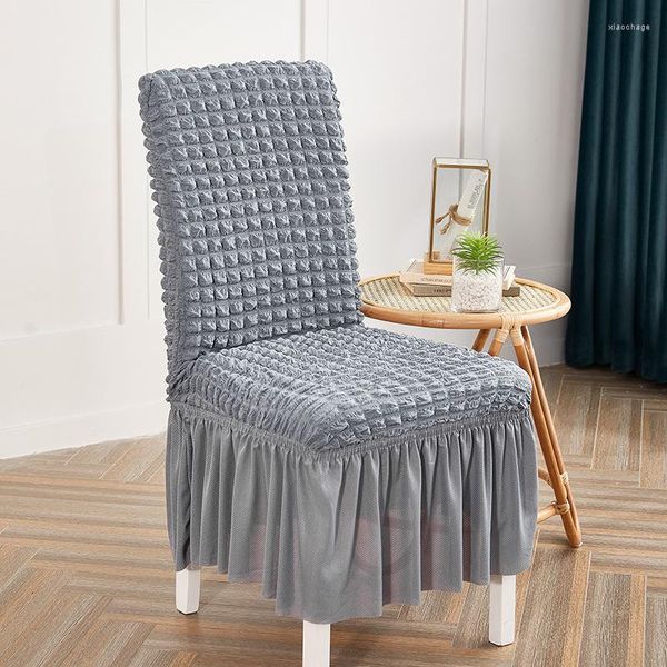 Cubiertas de sillas cubiertas hecha de Seersucker Color sólido Comedor elástico en casa y El polvo a prueba de polvo