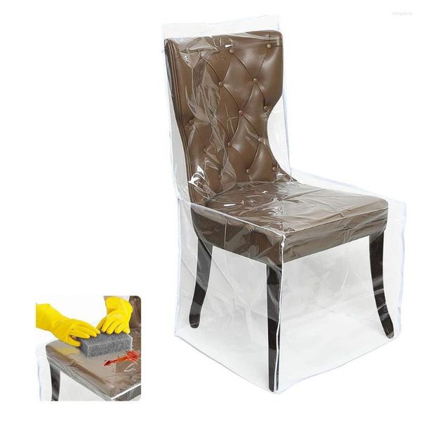 Housses de chaise en PVC, imperméable, avec dossiers, en plastique transparent, pour meubles universels, sans protection contre la poussière, accessoires El