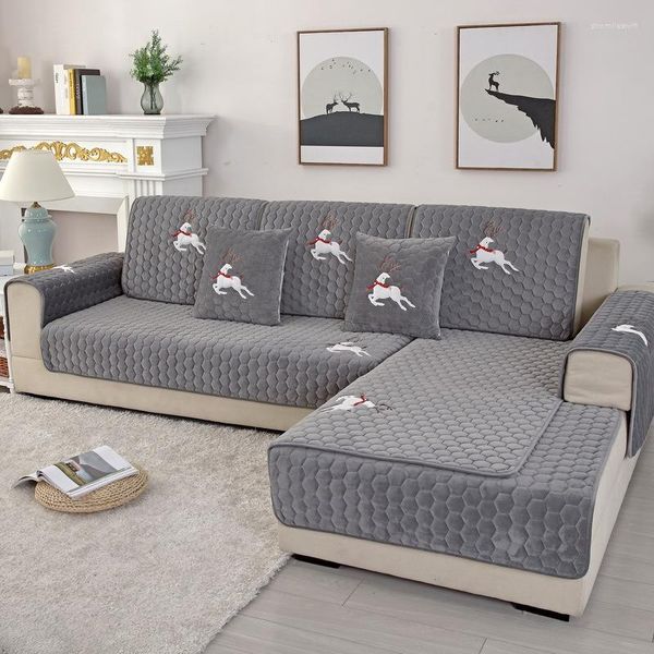 Housses de chaise couverture canapé meubles de maison épaissi court en peluche antidérapant moderne Simple couleur unie coussin
