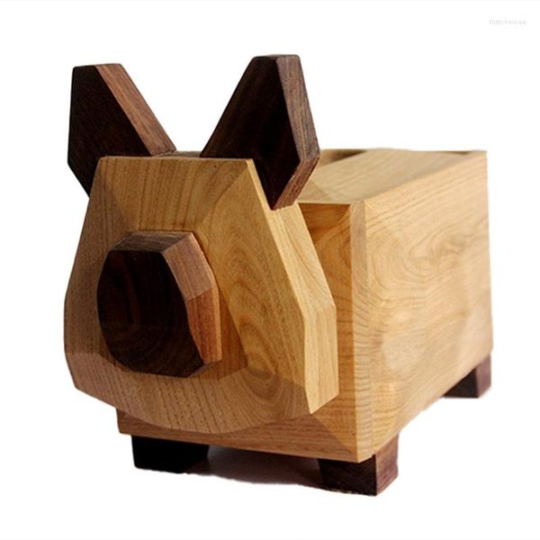 Couvre-chaise Boîte à mouchoirs en bois massif créative Type de siège en forme d'animal mignon Décor de table amovible Cadeau de réchauffement de la maison