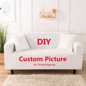 Cubiertas de silla Funda de sofá elástica personalizada Fundas de sofá impresas Po personalizado DIY Impresión bajo demanda Drop