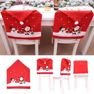 Chaise Couvre Mignon Noël Père Noël Bonhomme De Neige Couverture Rouge Impression Tabouret Restaurant Décor Pour Les Ornements De Fête À La Maison