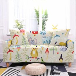 Housses de chaise Mignon Koala Dessin Animé Jungle Animal Imprimé Housse De Canapé Ensemble Complet Élastique Anti-poussière Résistant Aux Rides Multi-personne Universel