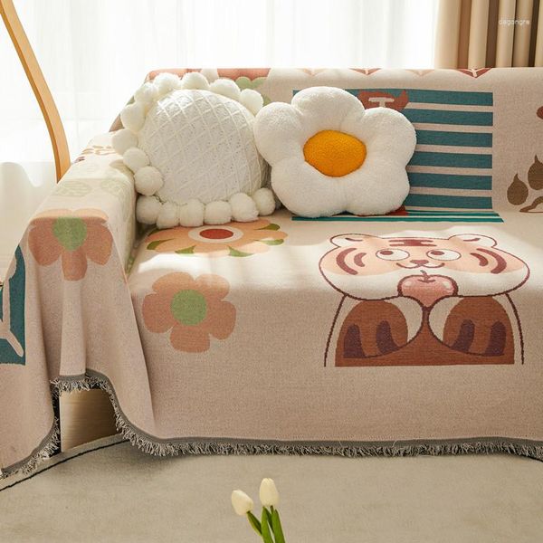 Fundas para sillas, mantas de punto con borlas a cuadros, tapiz suave bohemio, manta geométrica para siesta, decoración Vintage para el hogar, funda para sofá